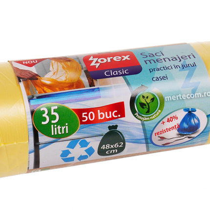 Saci menajeri, clasic, galbeni, 35 L, 50 buc, Zorex