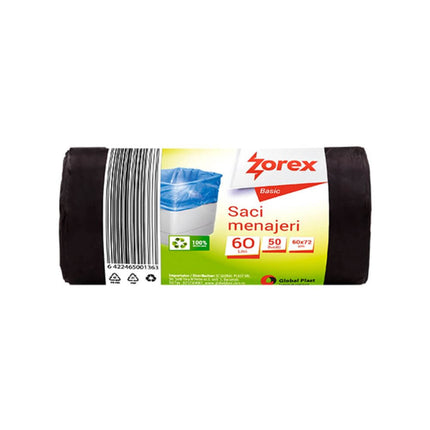 Saci menajeri, basic, negri 60 L, 50 buc, Zorex